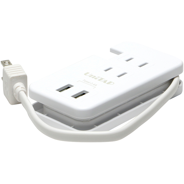 USB給電2ポート電源タップ3個口搭載OAタップ「Unitap」 （ホワイト）