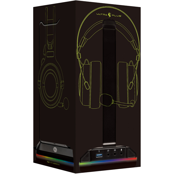 バーチャル7.1オーディオアダプター機能付 ヘッドセットスタンド