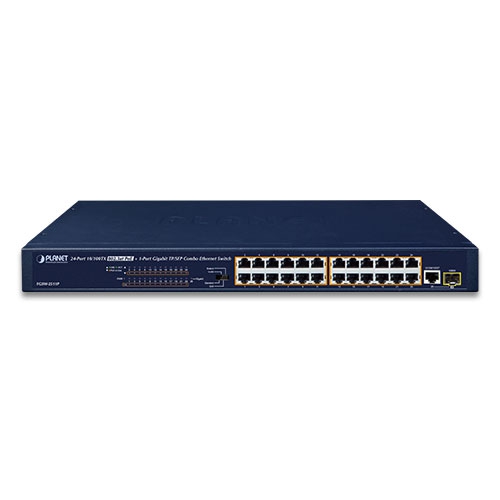 24ポート100BASE-TX 802.3at PoE + 1ポートギガビットTP/SFPコンボ イーサネットスイッチ