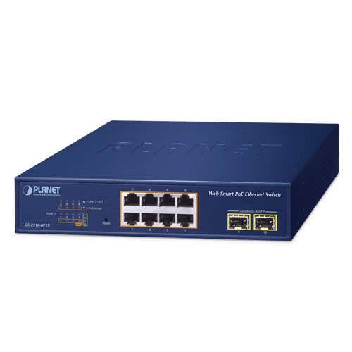 8ポート 10/100/1000T 802.3at PoE + 2ポート 1000X SFP Web Smart イーサネットスイッチ