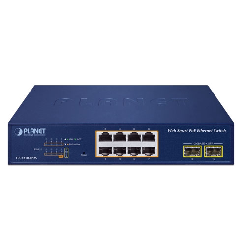 8ポート 10/100/1000T 802.3at PoE + 2ポート 1000X SFP Web Smart イーサネットスイッチ