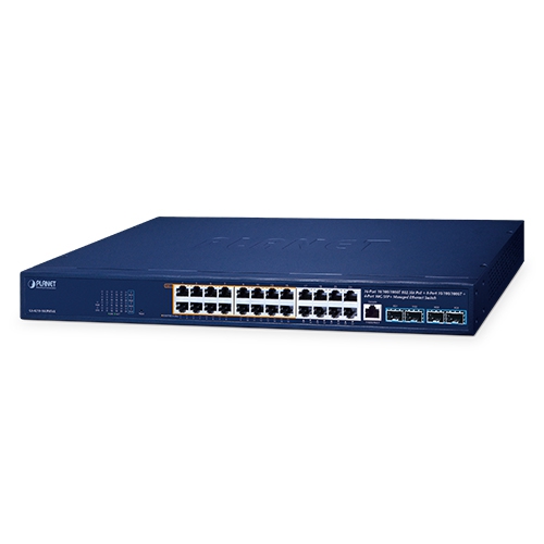 16ポート 10/100/1000T 802.3bt PoE + 8ポート 10/100/1000T + 4ポート 10G SFP+ マネージドイーサネットスイッチ