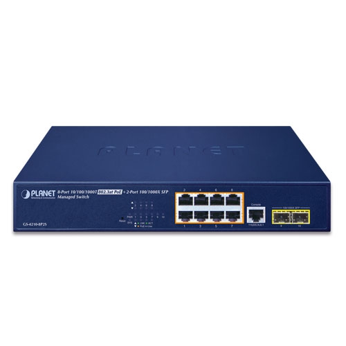 8ポート 10/100/1000T 802.3at PoE + 2ポート 100/1000X SFP マネージドスイッチ