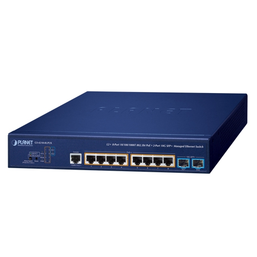 8ポート 10/100/1000T 802.3bt PoE + 2ポート 10G SFP+ マネージドイーサネットスイッチ
