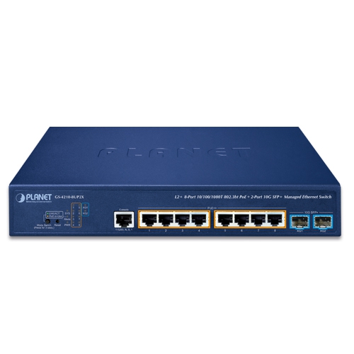 8ポート 10/100/1000T 802.3bt PoE + 2ポート 10G SFP+ マネージドイーサネットスイッチ