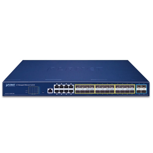 L3 16ポート 100/1000X SFP + 8ポート ギガビットTP/SFP + 4ポート 10G SFP+ マネージドイーサネットスイッチ、36-72V DC冗長電源