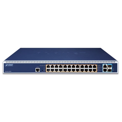 L3 24ポート 10/100/1000T 802.3bt PoE + 2ポート 10GBASE-T + 2ポート 10G SFP+ マネージドスイッチ(デュアルモジュラー電源スロット付き)