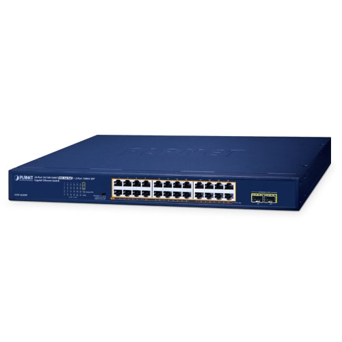 24ポート1000T 802.3at PoE + 2ポート1000X SFP ギガビットイーサネットスイッチ