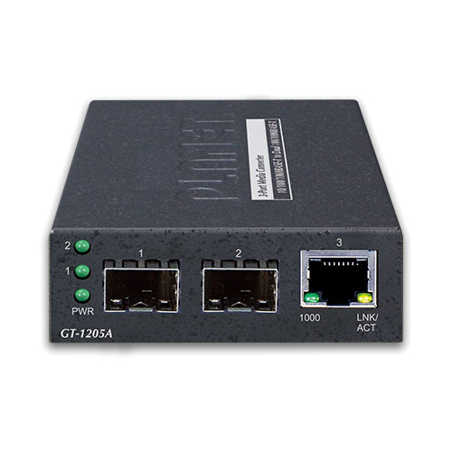 10/100/1000BASE-T - デュアル100/1000BASE-X SFP メディアコンバータ
