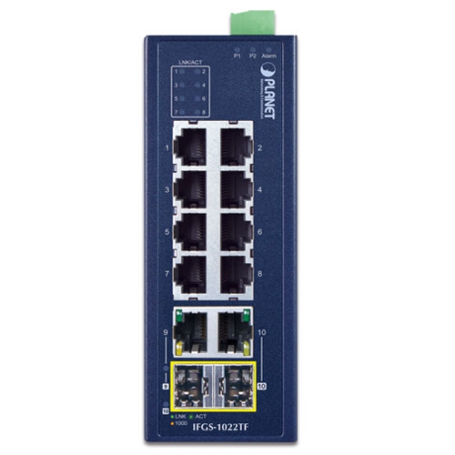 産業用 8ポート100TX + 2ポートギガビットTP/SFPコンボ イーサネットスイッチ