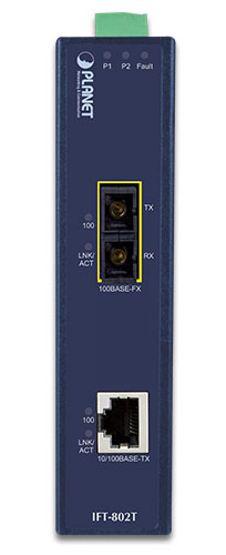 10/100Base-TX~100Base-FX 産業用メディアコンバーター 2km(-40~75℃)