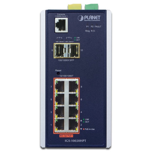 産業用8ポート 10/100/1000T 802.3at PoE + 2ポート 1G/2.5G SFP マネージドスイッチ
