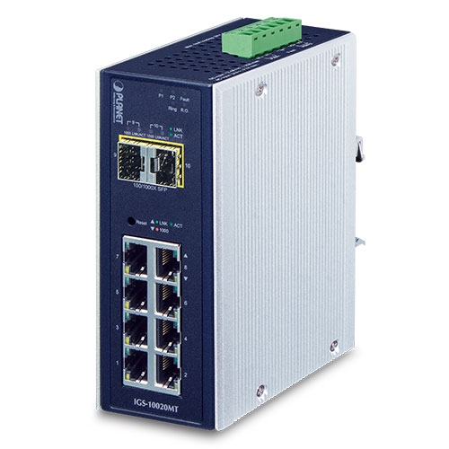 産業用 8ポート1000T + 2ポート1G/2.5G SFP マネージドギガビットスイッチ