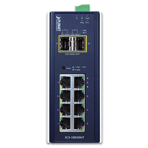 産業用 8ポート1000T + 2ポート1G/2.5G SFP マネージドギガビットスイッチ