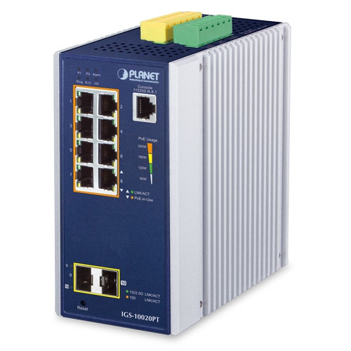 産業用8ポート 10/100/1000T 802.3at PoE + 2ポート 1G/2.5G SFP マネージドスイッチ