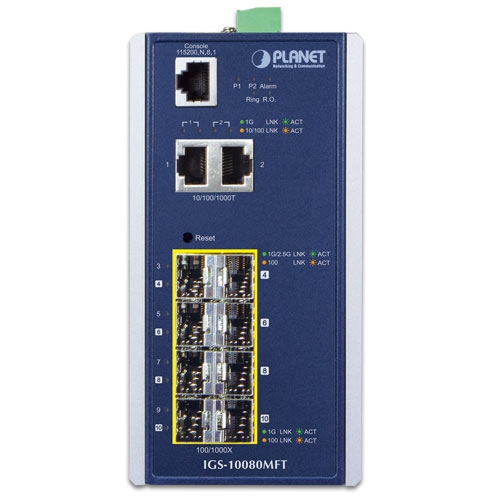 産業用6ポート100/1000X SFP + 2ポート1G/2.5G SFP + 2ポート10/1000/1000T マネージドスイッチ