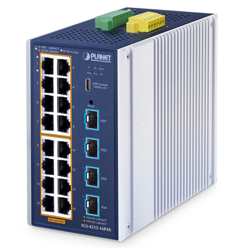 産業用L2+ 16ポート 10/100/1000T 802.3at PoE + 4ポート 10G SFP+ マネージドイーサネットスイッチ