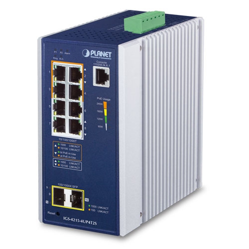 産業用4ポート 10/100/1000T 802.3bt PoE + 4ポート 10/100/1000T + 2ポート 100/1000X SFP マネージドスイッチ
