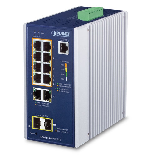 産業用8ポート 10/100/1000T 802.3bt PoE + 2ポート 10/100/1000T + 2ポート 100/1000X SFP マネージドスイッチ