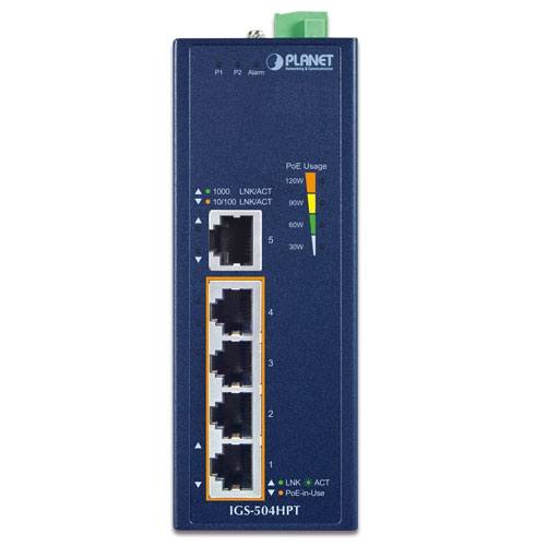 産業用 4ポート10/100/1000T 802.3at PoE + 1ポート10/100/1000T ギガビットイーサネットスイッチ