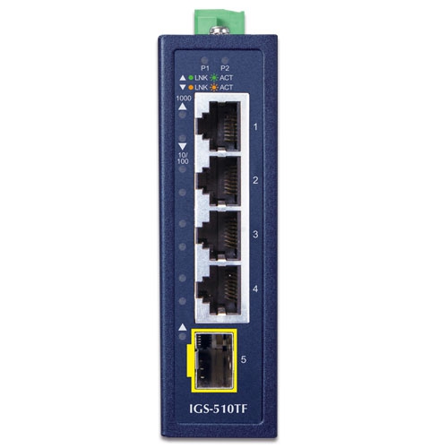 産業用コンパクト 4ポート10/100/1000T + 1ポート1000X SFP ギガビットイーサネットスイッチ