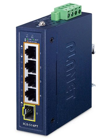 コンパクト産業用 4ポート10/100/1000T 802.3at PoE + 1ポート100/1000X SFP イーサネットスイッチ