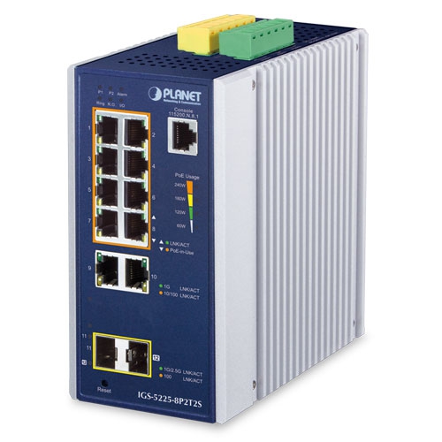 産業用L2+ 8ポート 10/100/1000T 802.3at PoE + 2ポート 10/100/1000T + 2ポート 1G/2.5G SFP マネージドイーサネットスイッチ