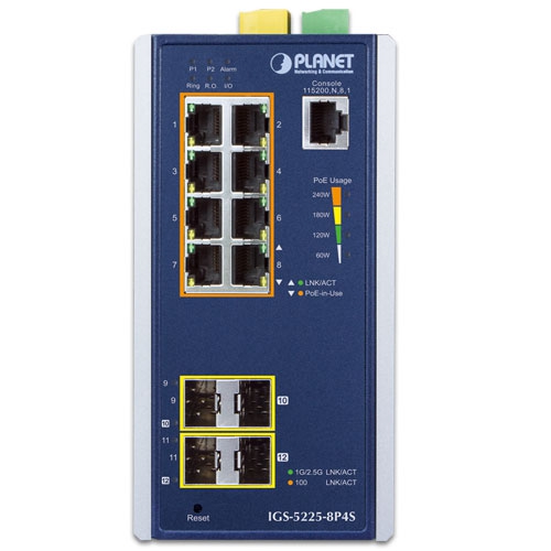 産業用L2+8ポート 10/100/1000T 802.3at PoE + 2ポート100/1G SFP + 2ポート100/1G/2.5G SFPマネージドイーサネットスイッチ
