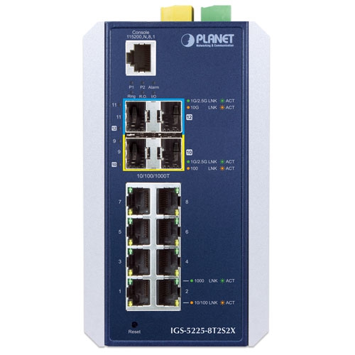 産業用L3 8ポート10/100/1000T + 2ポート1G/2.5G SFP + 2ポート10G SFP+ マネージドイーサネットスイッチ