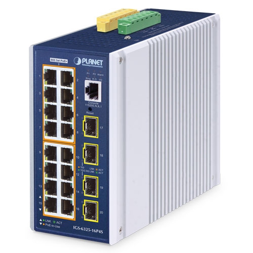 産業用L3 16ポート 10/100/1000T 802.3at PoE + 4ポート 1G/2.5G SFP マネージドイーサネットスイッチ