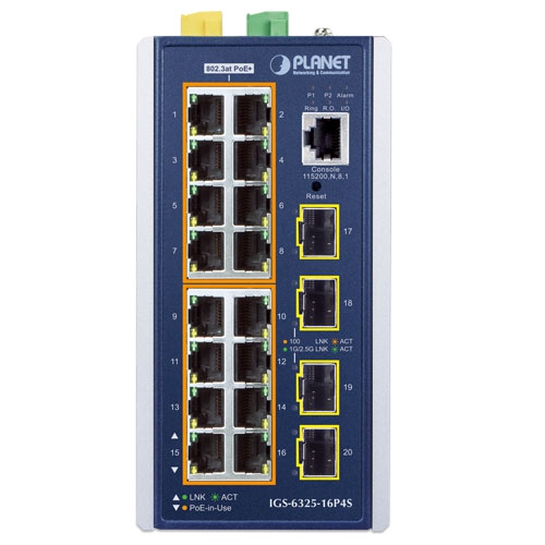 産業用L3 16ポート 10/100/1000T 802.3at PoE + 4ポート 1G/2.5G SFP マネージドイーサネットスイッチ
