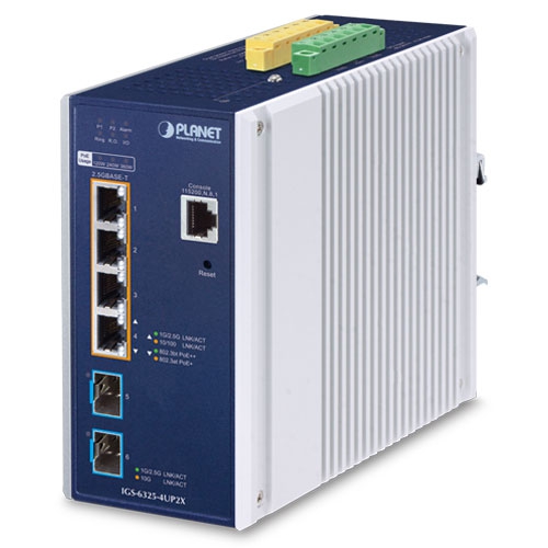 産業用L3 4ポート 2.5GBASE-T 802.3bt PoE + 2ポート 10G SFP+ マネージドイーサネットスイッチ