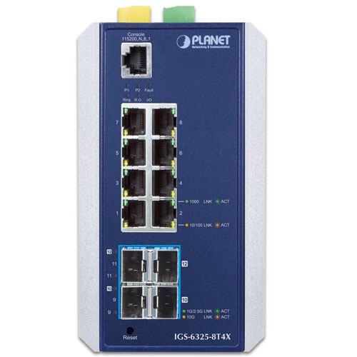 産業用L3 8ポート10/100/1000T + 4ポート10G SFP+ マネージドイーサネットスイッチ