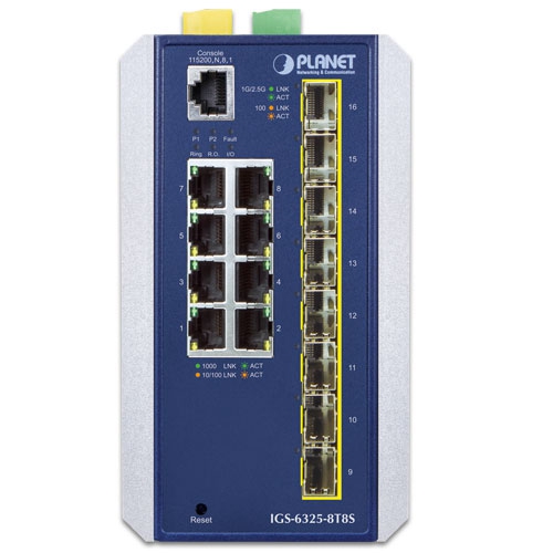 産業用L3 8ポート10/100/1000T + 8ポート1G/2.5G SFP マネージドイーサネットスイッチ