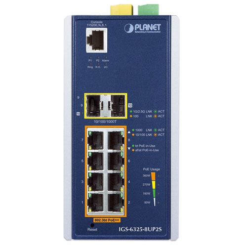 産業用L3 8ポート 10/100/1000T 802.3bt PoE + 2ポート 100/1000X SFP マネージドイーサネットスイッチ