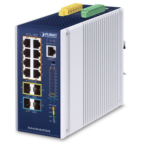産業用L3 8ポート 10/100/1000T 802.3bt PoE + 2ポート 1G/2.5G SFP + 2ポート 10G SFP+ マネージドイーサネットスイッチ