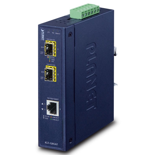 産業用1ポート 10/100/1000T～2ポート 100/1000/2500X SFPメディアコンバーター