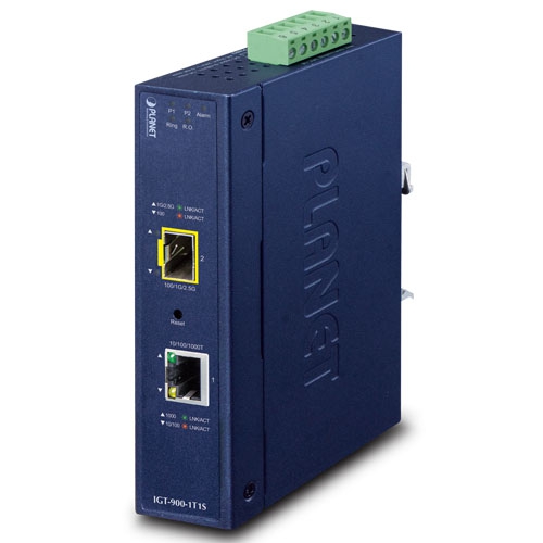 産業用1ポート10/100/1000T + 1ポート100/1000/2500X SFPマネージドメディアコンバーター