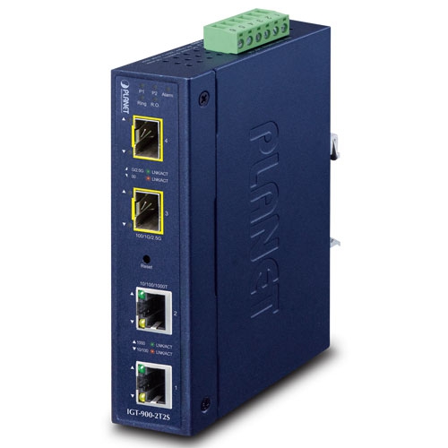 産業用2ポート10/100/1000T + 2ポート100/1000/2500X SFPマネージドメディアコンバーター