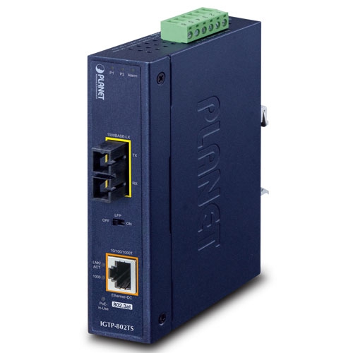 1000BASE-LX～10/1000/1000BASE-T 802.3at PoE+ 産業用メディアコンバーター(SC、SM)-20km