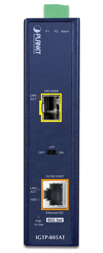 1000BASE-SX /LX～10/100/1000BASE-T 802.3at PoE+ 産業用メディアコンバーター(mini-GBIC SFP)