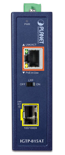 産業用コンパクト 100/1000BASE-X ～ 10/100/1000BASE-T へ 802.3at PoE+ メディアコンバーター
