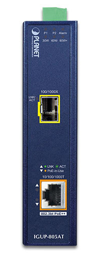 産業用1ポート100/1000X SFP～1ポート10/100/1000T 802.3bt PoE++メディアコンバーター