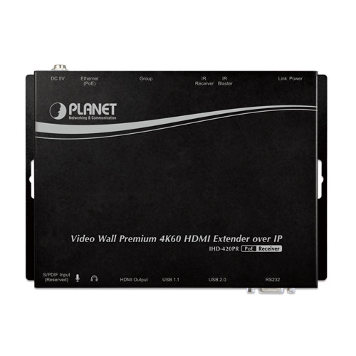 ビデオウォール 4K/60 HDMIおよびPoE対応USB over IPレシーバー