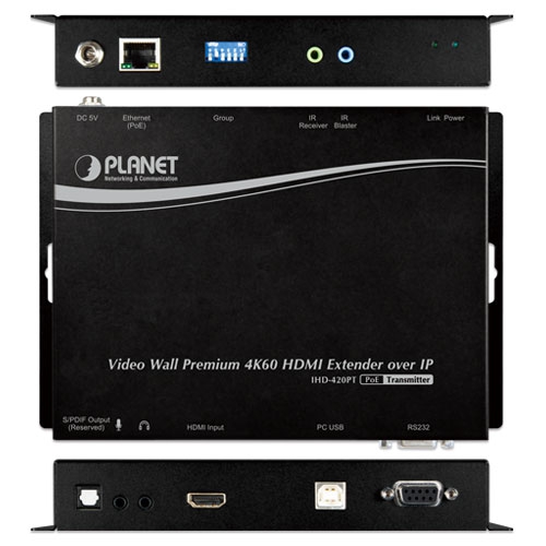 ビデオウォール 4K/60 HDMI & USB over IP 送信機 PoE 対応