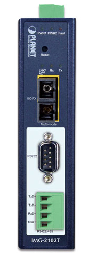 IP30 産業用1ポート RS232/RS422/RS485 Modbus ゲートウェイ(1×100FX SC MM/2KM -40～75℃)