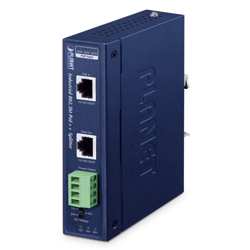 産業用 シングルポート10/100/1000Mbps 802.3bt PoE++スプリッター