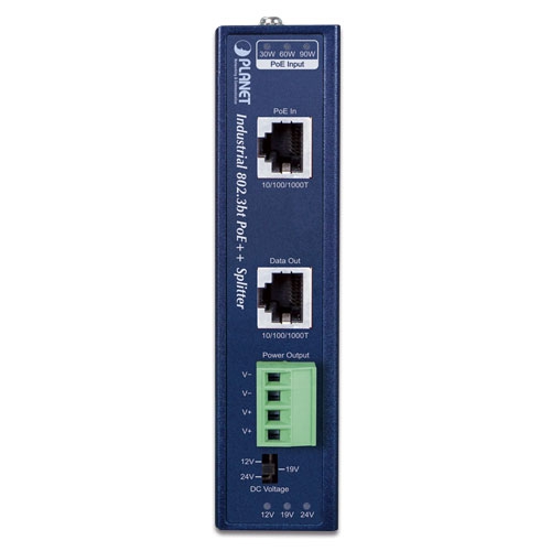 産業用 シングルポート10/100/1000Mbps 802.3bt PoE++スプリッター