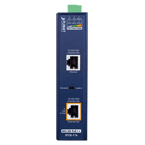 産業用シングルポート 10Gbps 802.3bt PoE++ インジェクター