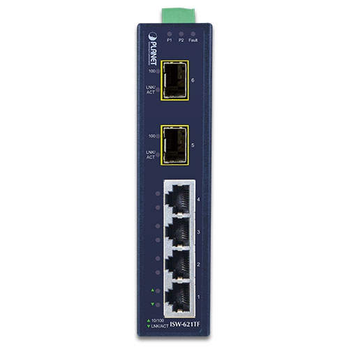 4ポート10/100Base-TX + 2ポート100Base-FX SFP 産業用イーサネットスイッチ